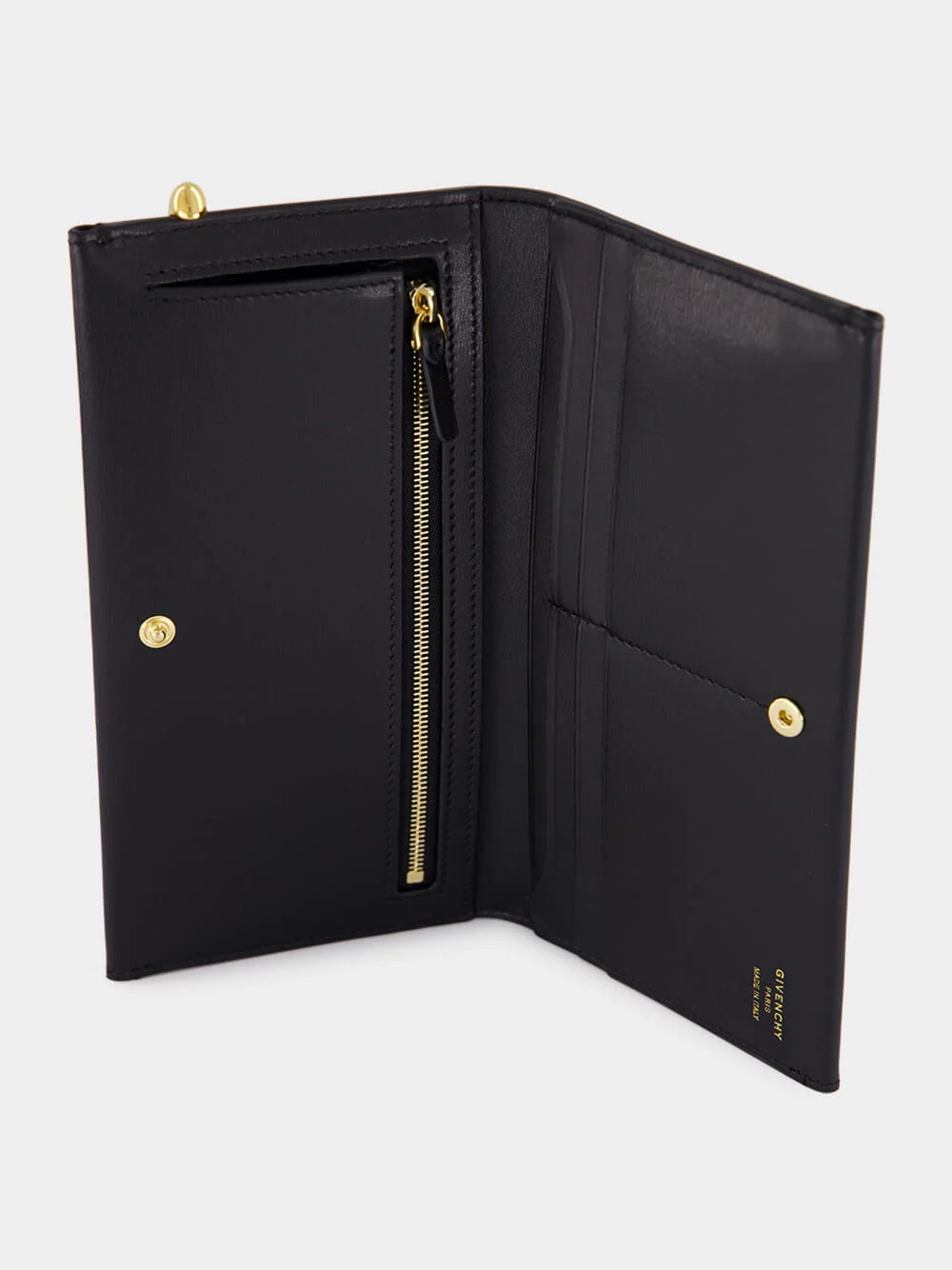 Black Leather Pinch Long Wallet - Image 3
