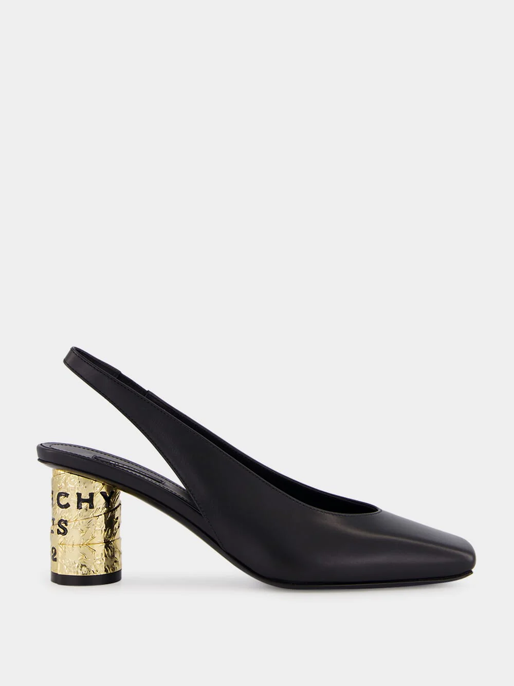 Black Leather Tape Slingbacks