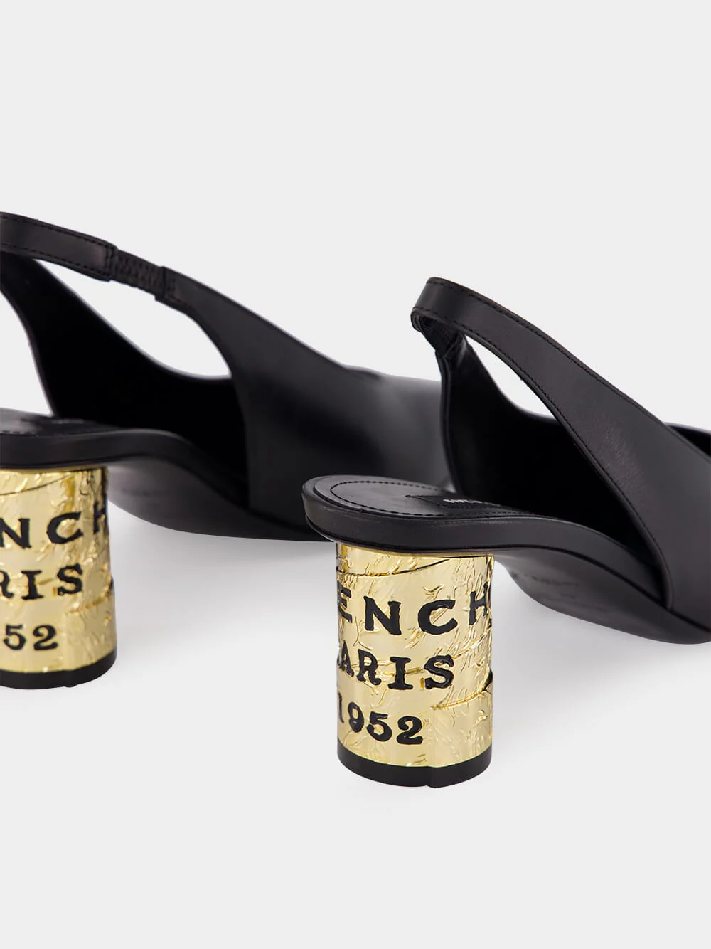 Black Leather Tape Slingbacks - Image 6