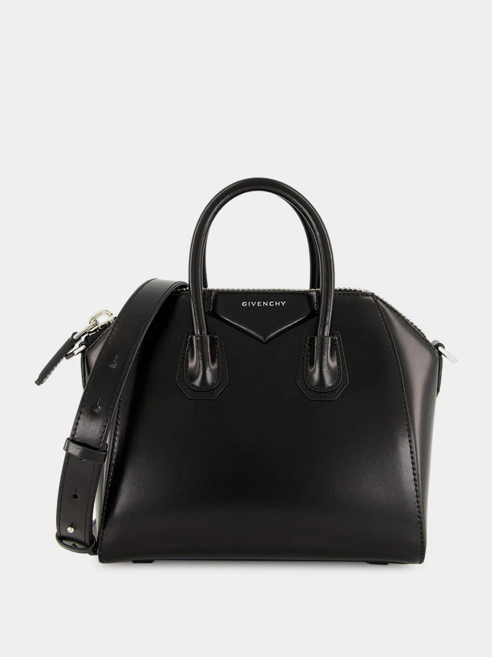 Black Mini Antigona Bag in Box Leather