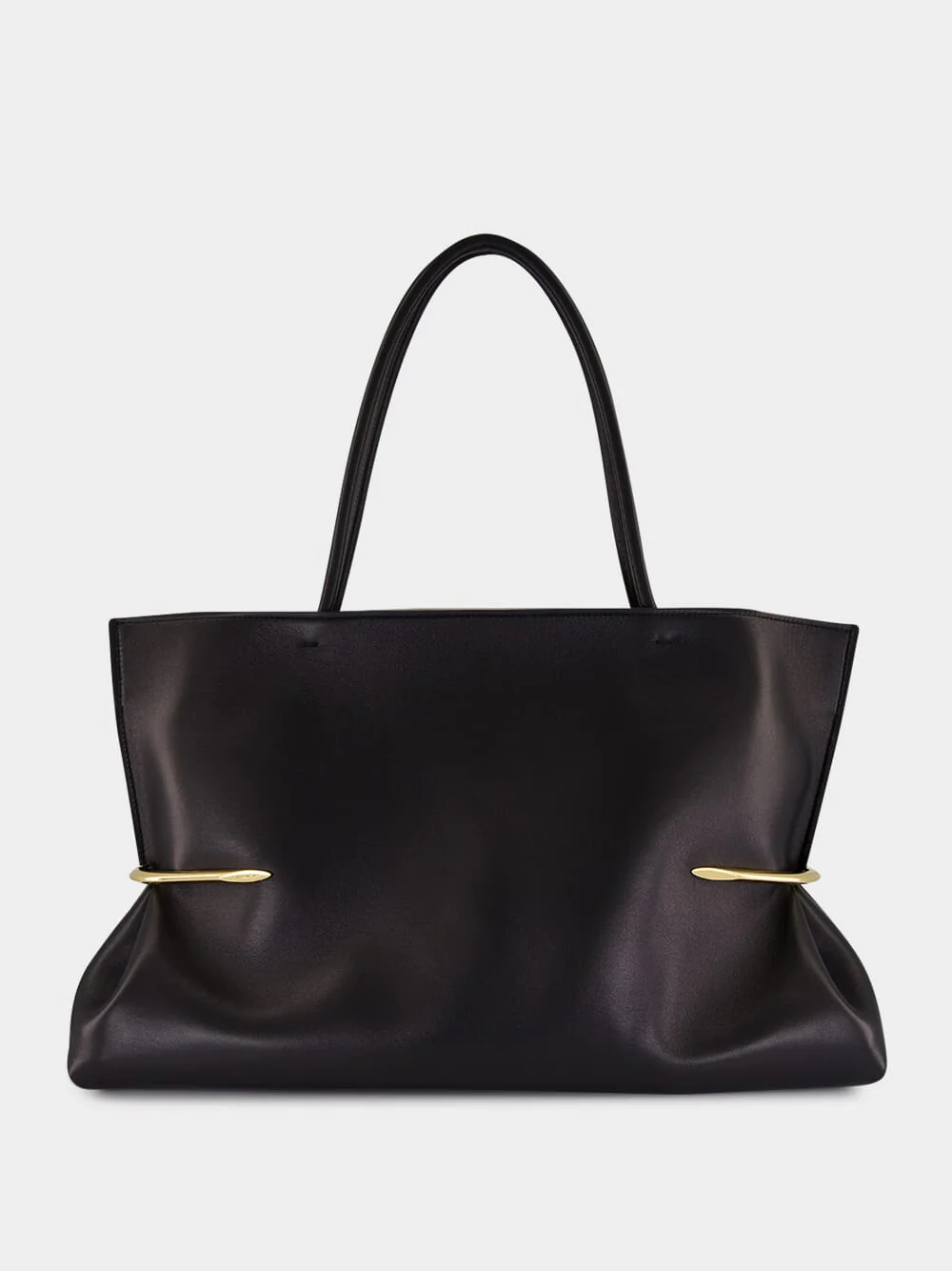 Black Pinch Squeezed Horizontal Tote in Nappa Leather - Image 2