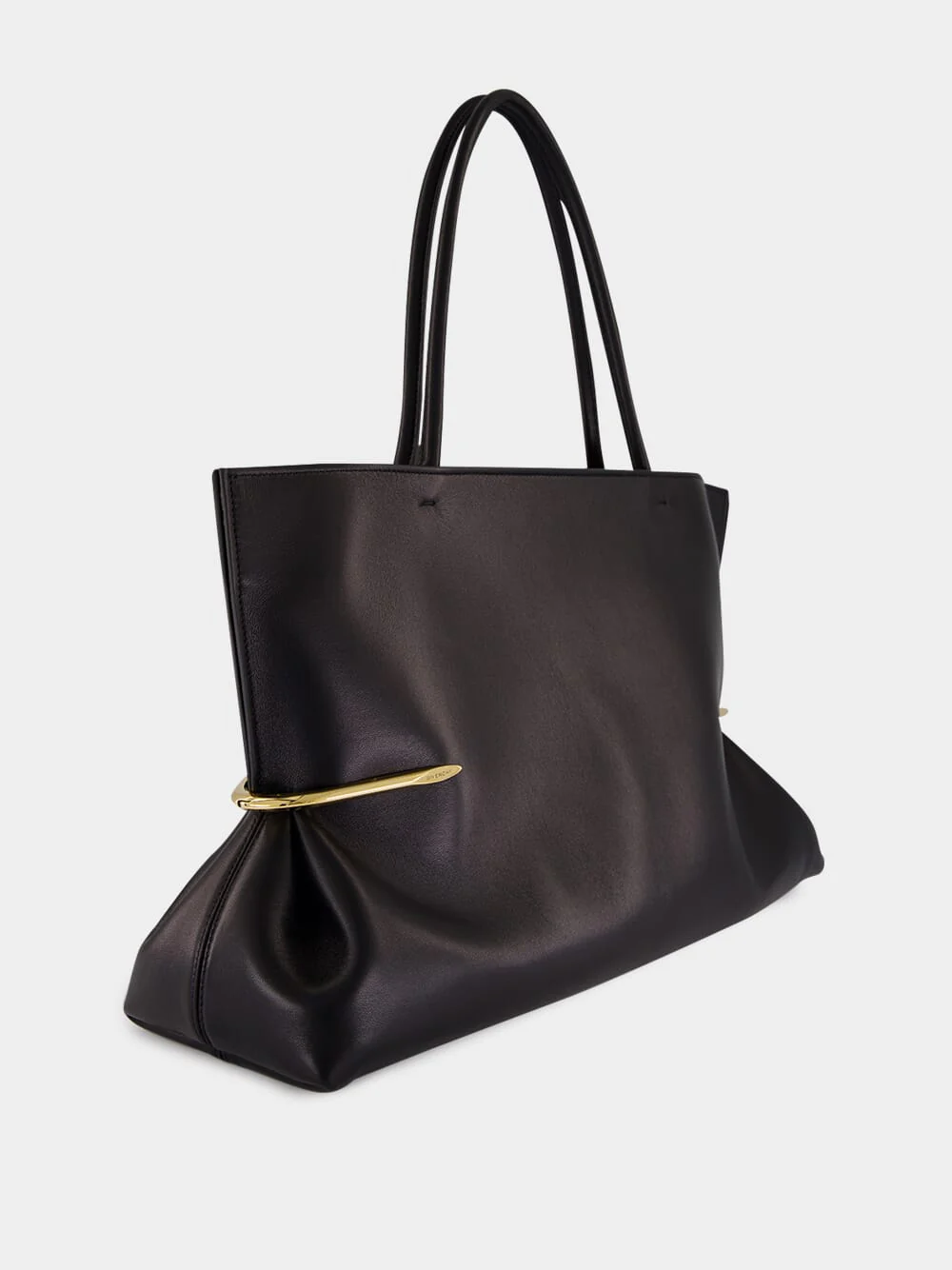 Black Pinch Squeezed Horizontal Tote in Nappa Leather - Image 3