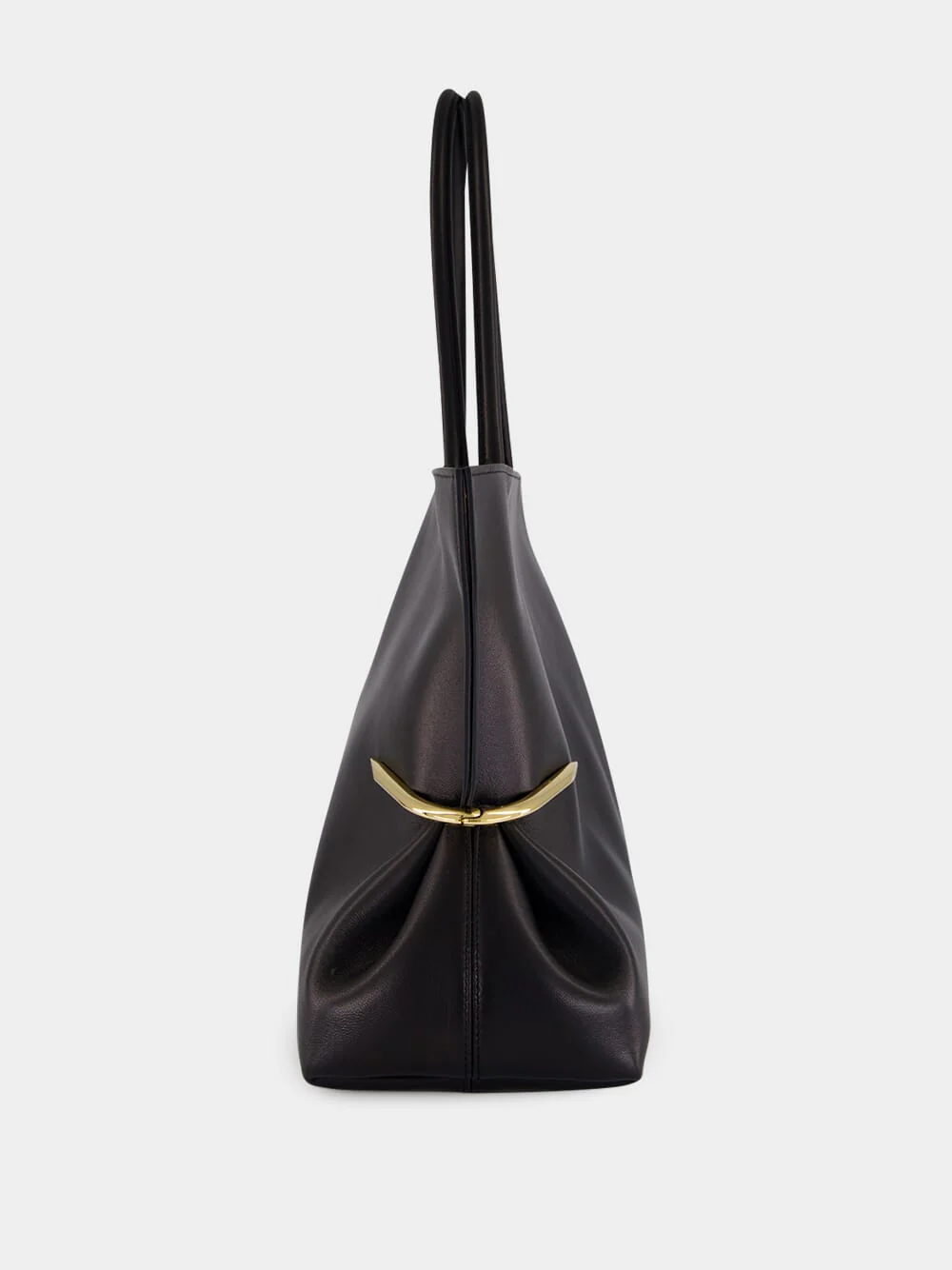 Black Pinch Squeezed Horizontal Tote in Nappa Leather - Image 4