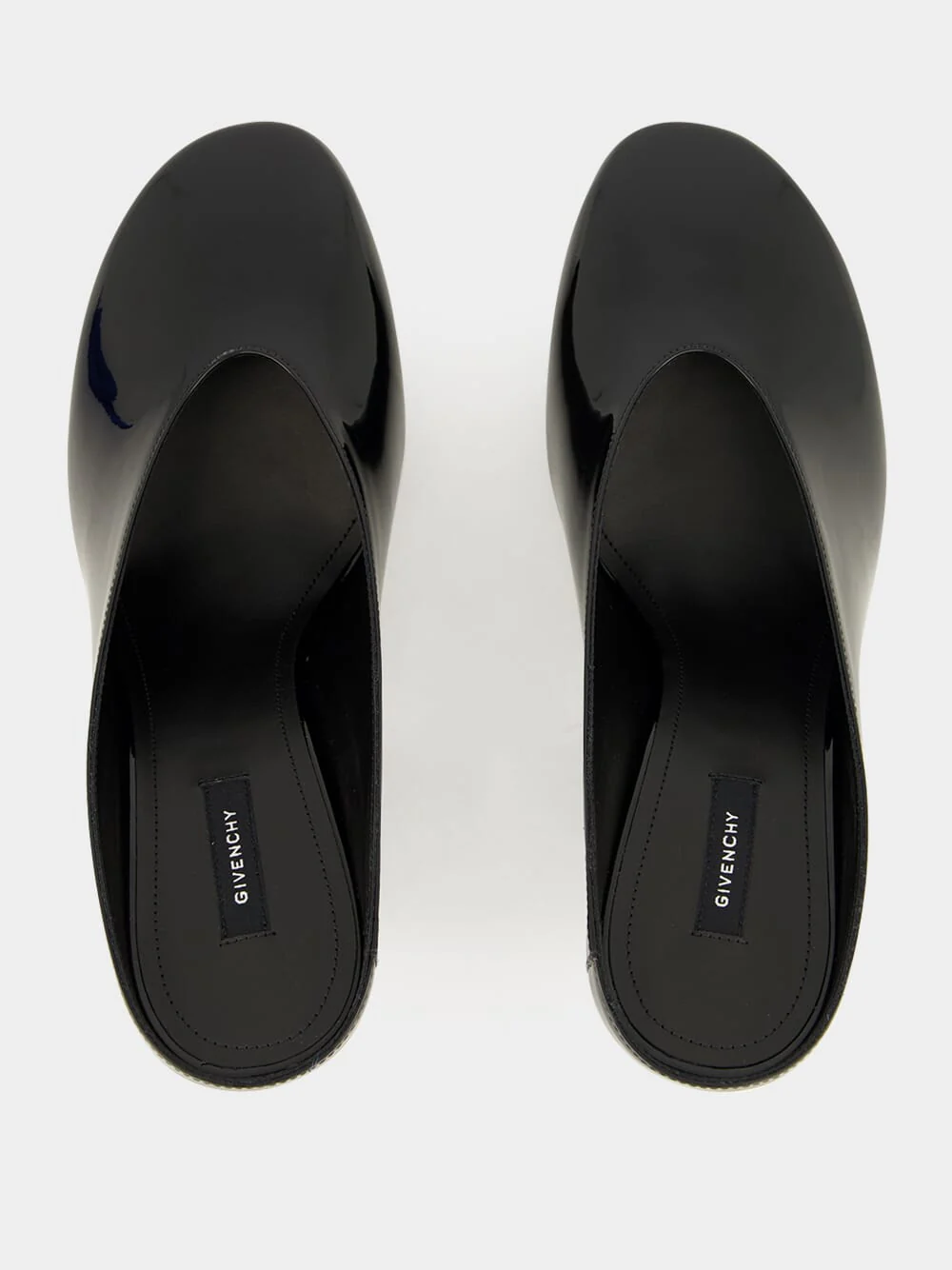 Black Sculpted Patent Heeled Mules - Image 4