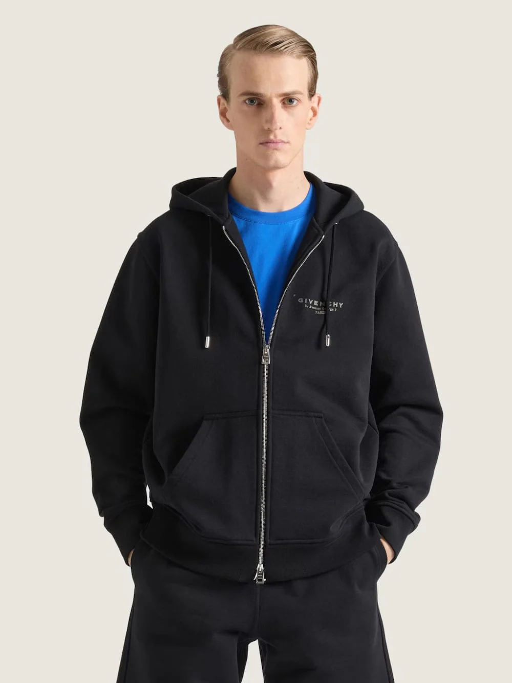 Black Zipped Sweatshirt in Fleece - Image 2