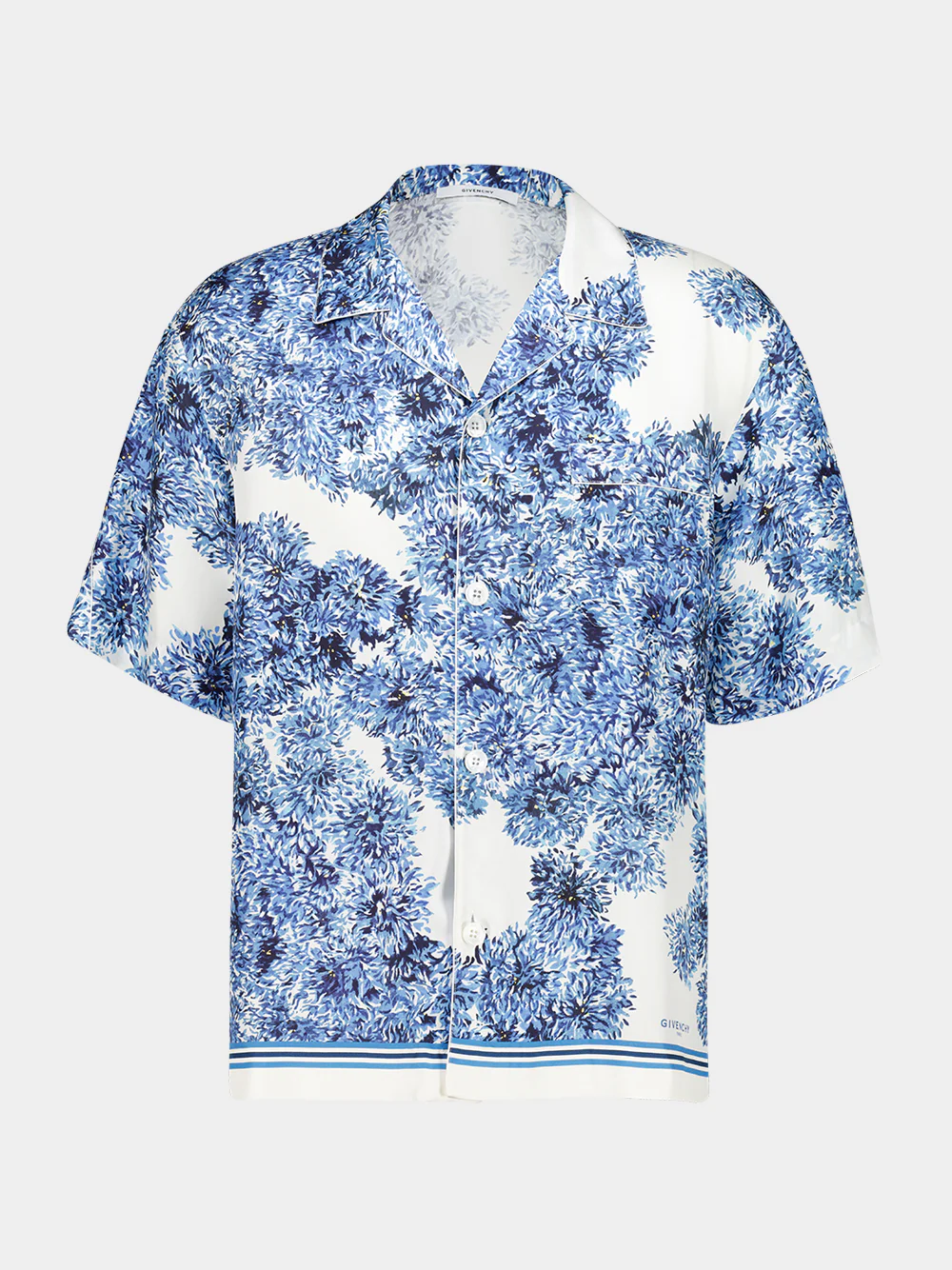Blue Silk Shirt with Pompom Print - Image 2