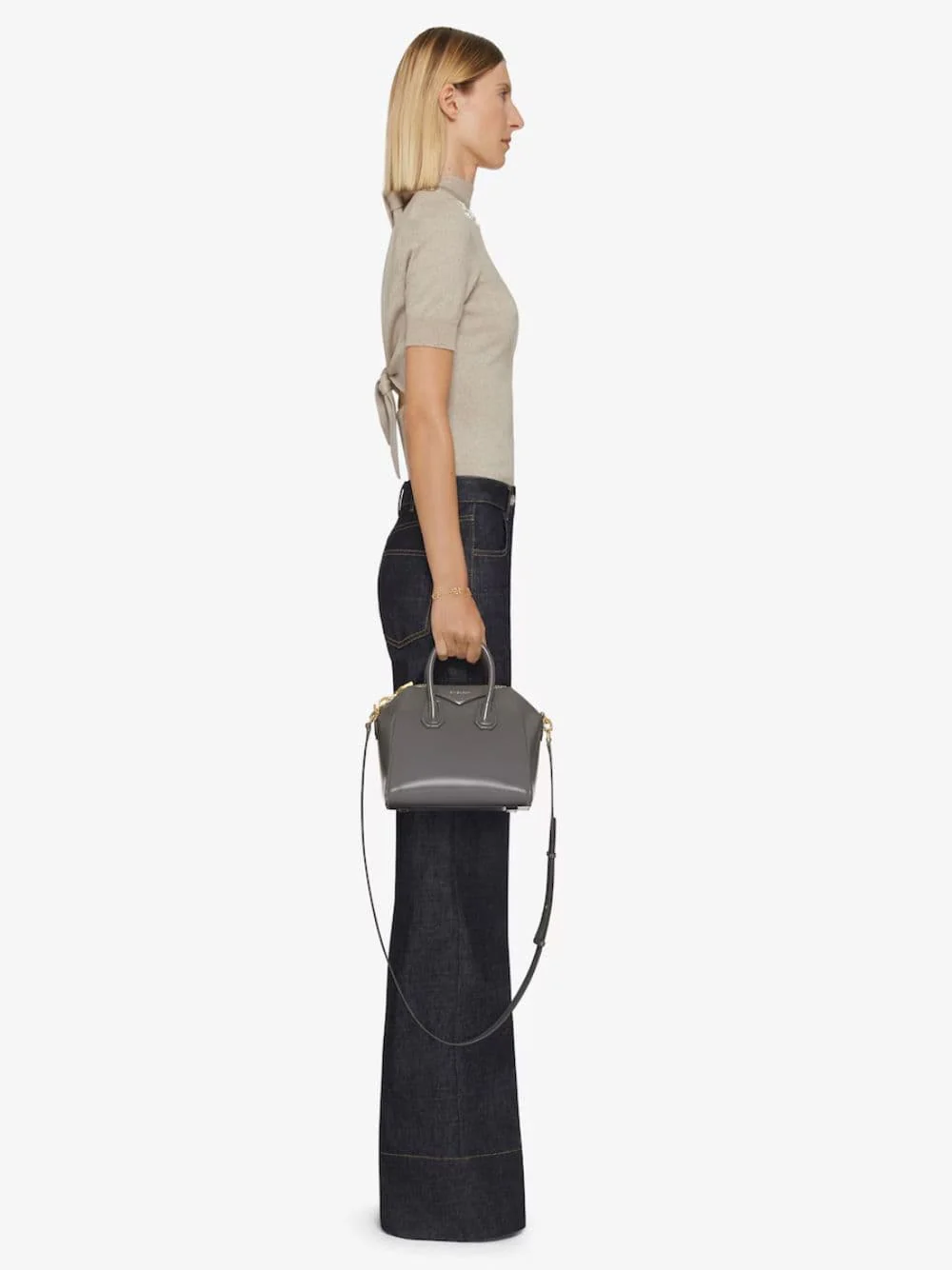 Charcoal Mini Antigona Bag in Box Leather - Image 2