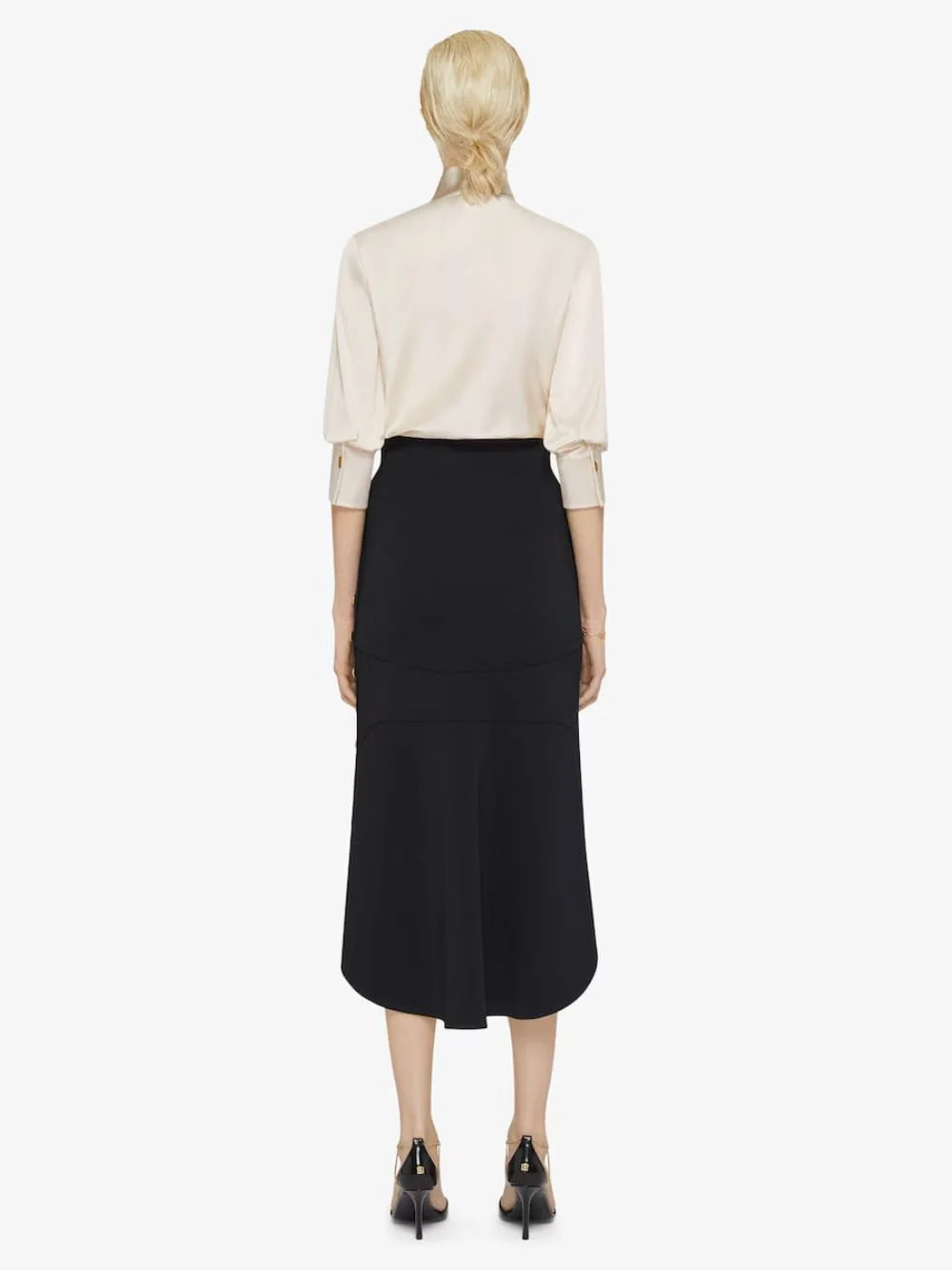 Black Punto Milano Skirt with Buttons - Image 3