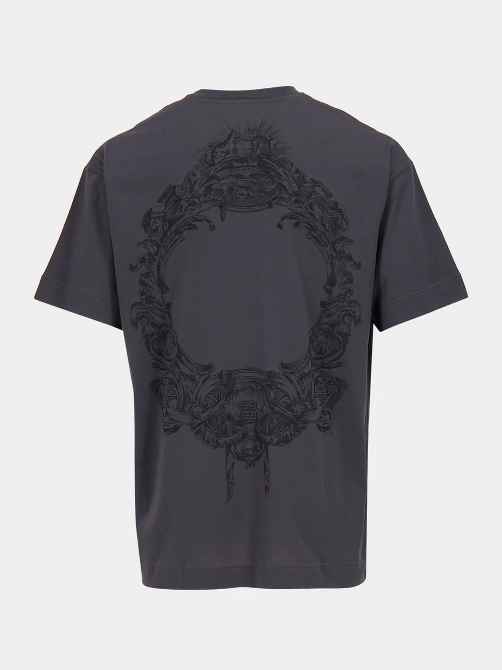 Charcoal Cotton T-Shirt with Baroque Print - Image 3