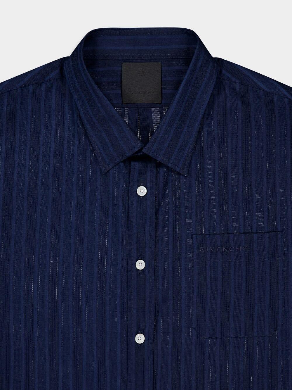 Cotton Voile Blue Shirt With Stripes - Image 5