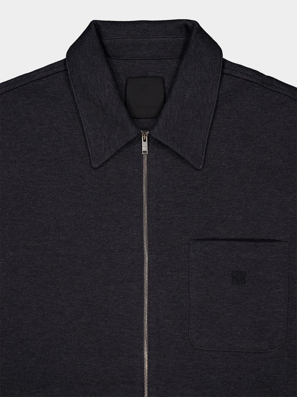 Dark Grey Zipped Jersey Shirt - Image 3