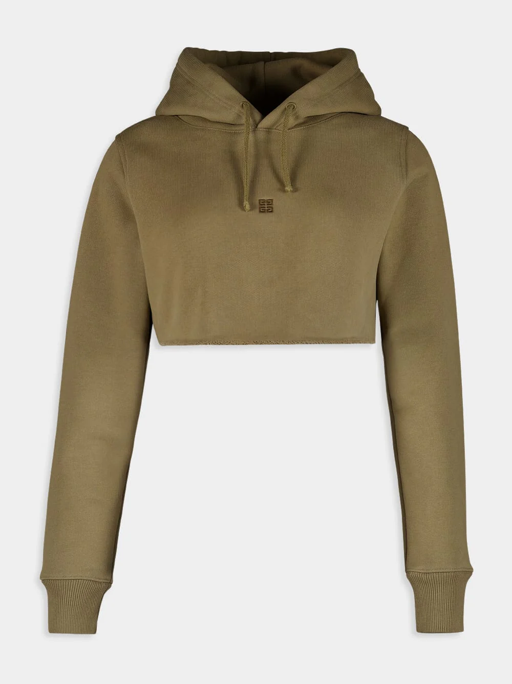 Dark Khaki Cropped Logo Hoodie