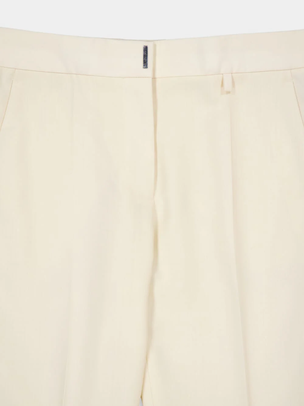 Ivory Wool Straight-Leg Tailored Trousers - Image 3
