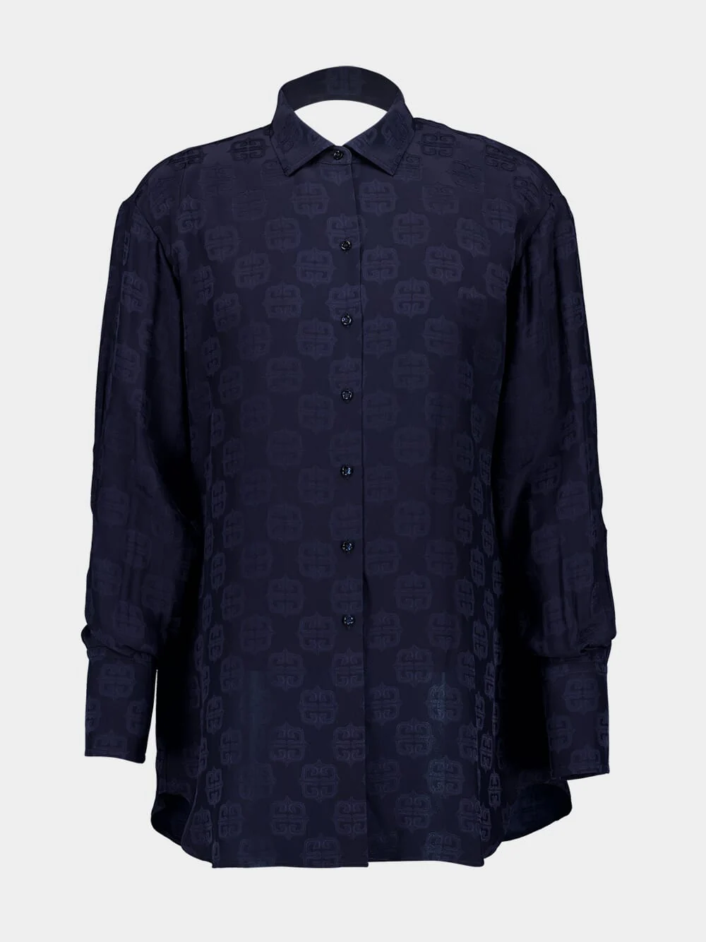 Navy 4G Liquid Jacquard Oversized Shirt - Image 2