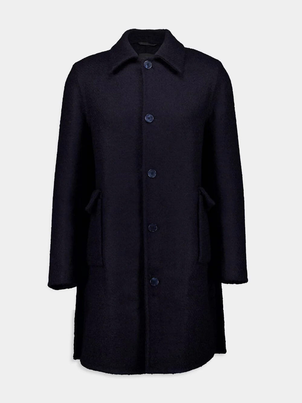 Night Blue Teddy Virgin Wool Short Coat