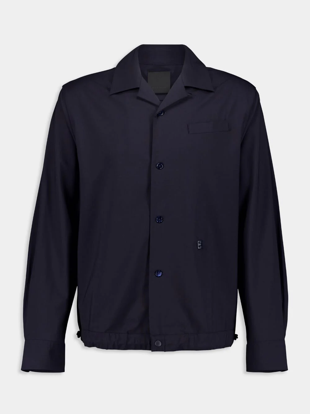 Night Blue Wool Poplin Overshirt