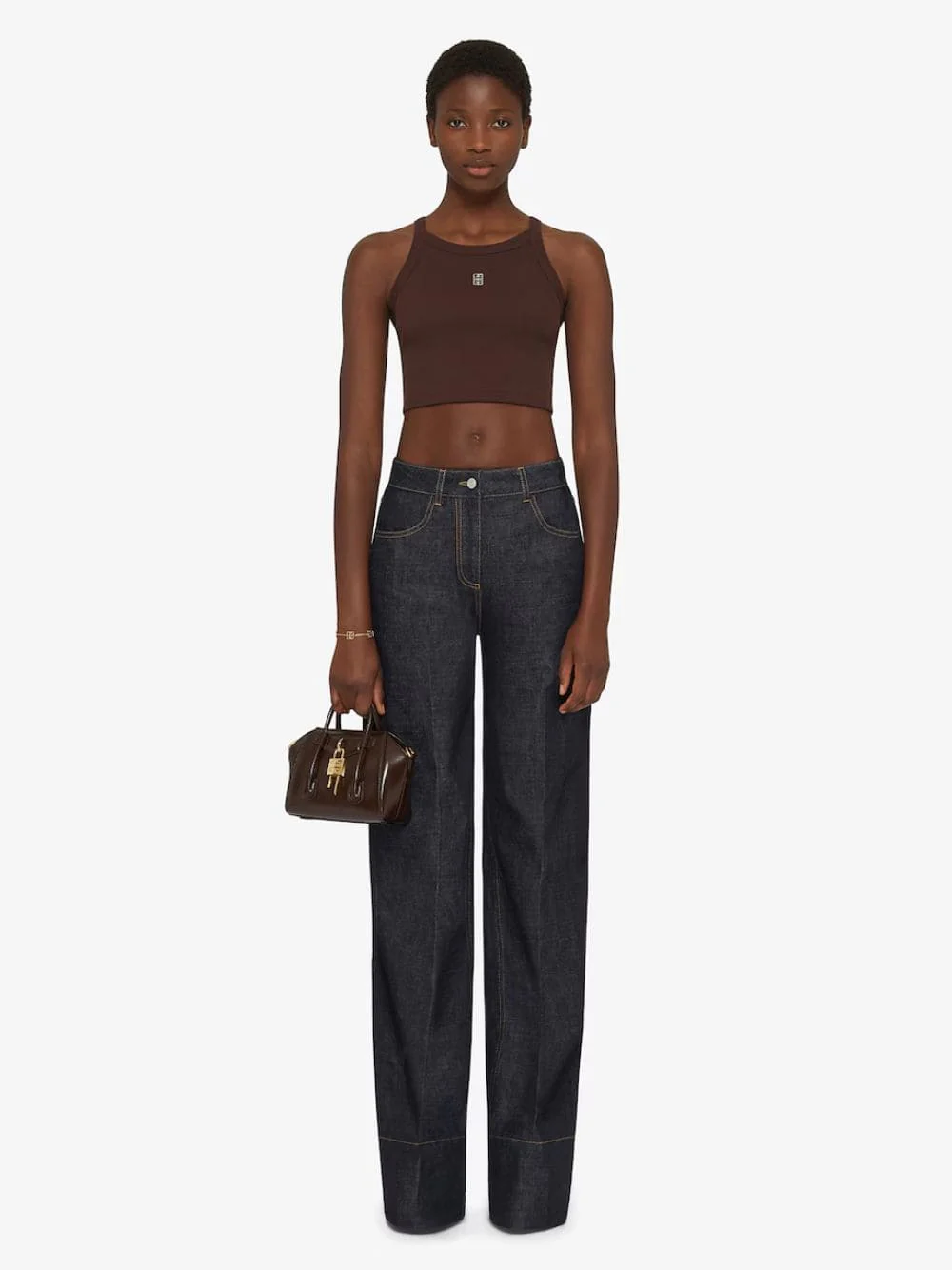 Russet Brown Ribbed Crop Top - Image 2