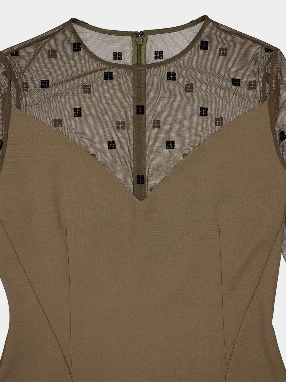 Sheer Monogram V-Neck Midi Dress - Image 3