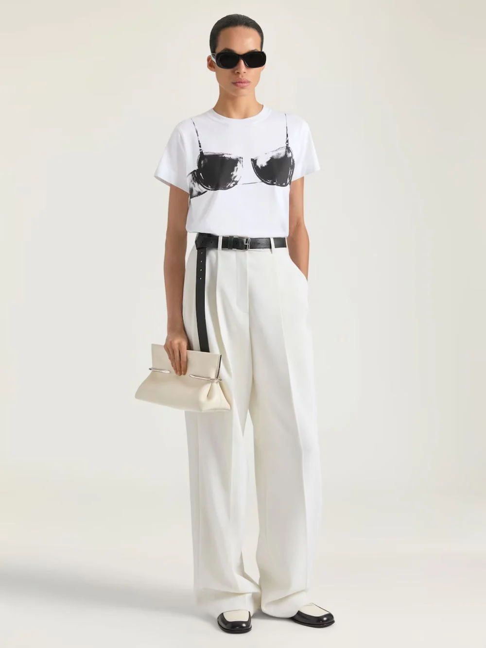 Cream Pinch Soft Nappa Leather Clutch - Image 2
