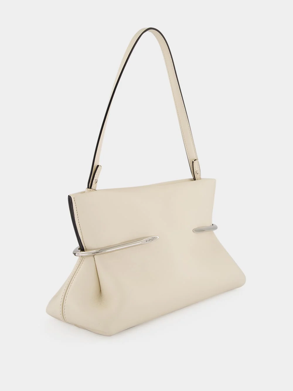 Cream Pinch Soft Nappa Leather Clutch - Image 3