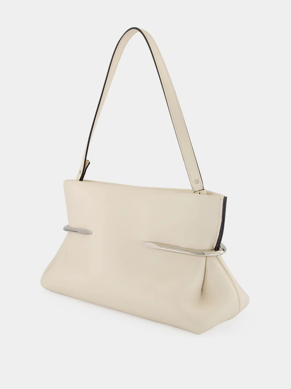 Cream Pinch Soft Nappa Leather Clutch - Image 5