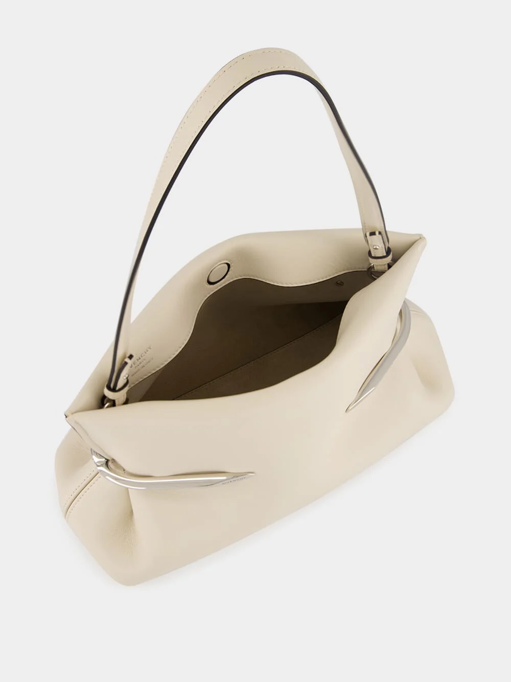 Cream Pinch Soft Nappa Leather Clutch - Image 6