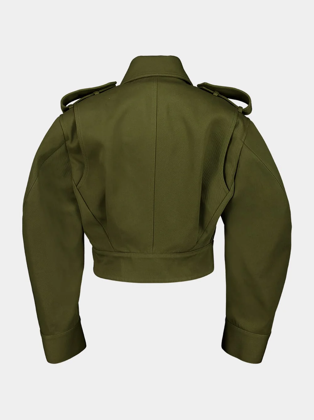 Cropped Utility Jacket in Khaki Cotton and Wool - Image 3