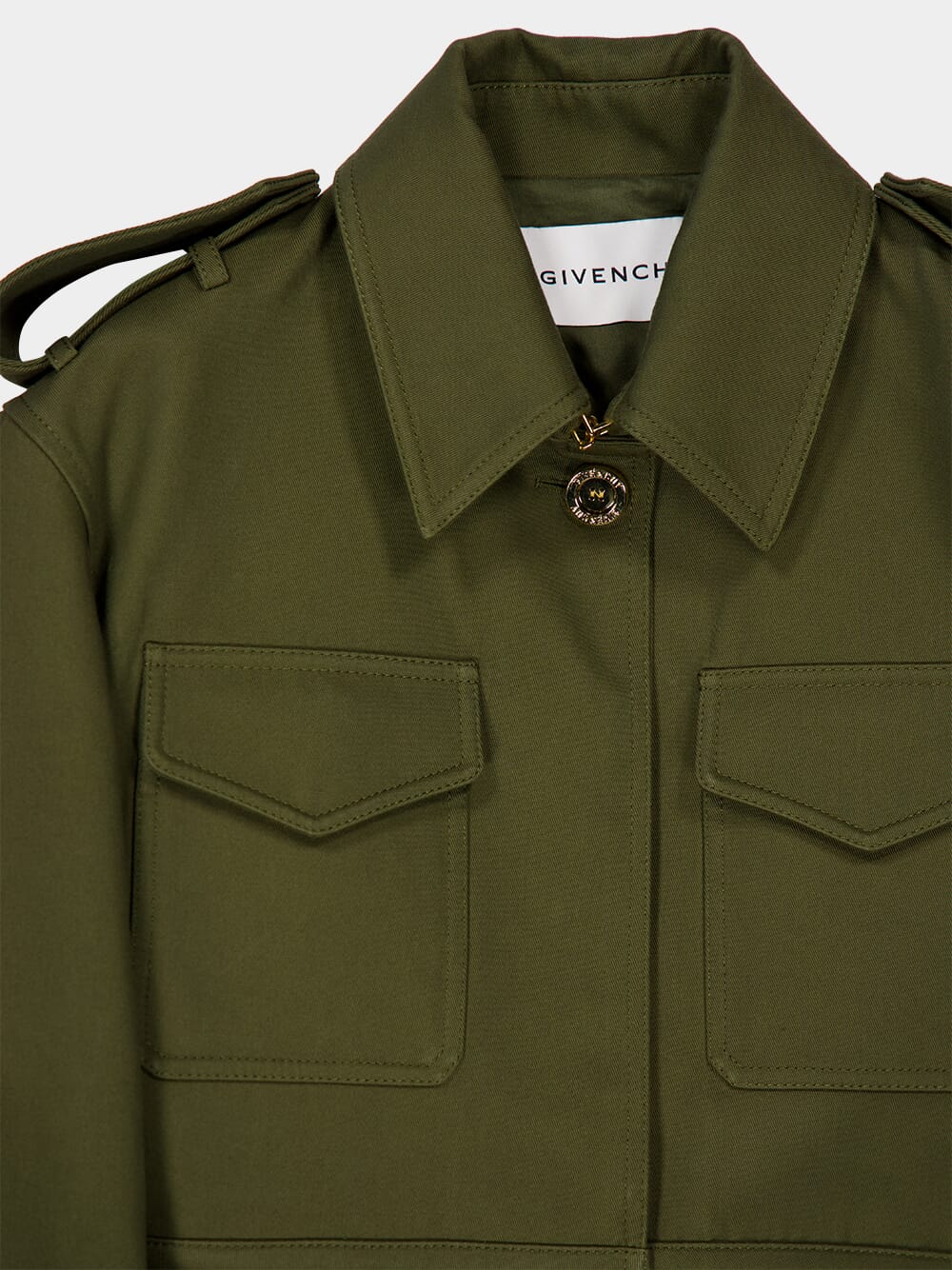 Cropped Utility Jacket in Khaki Cotton and Wool - Image 5