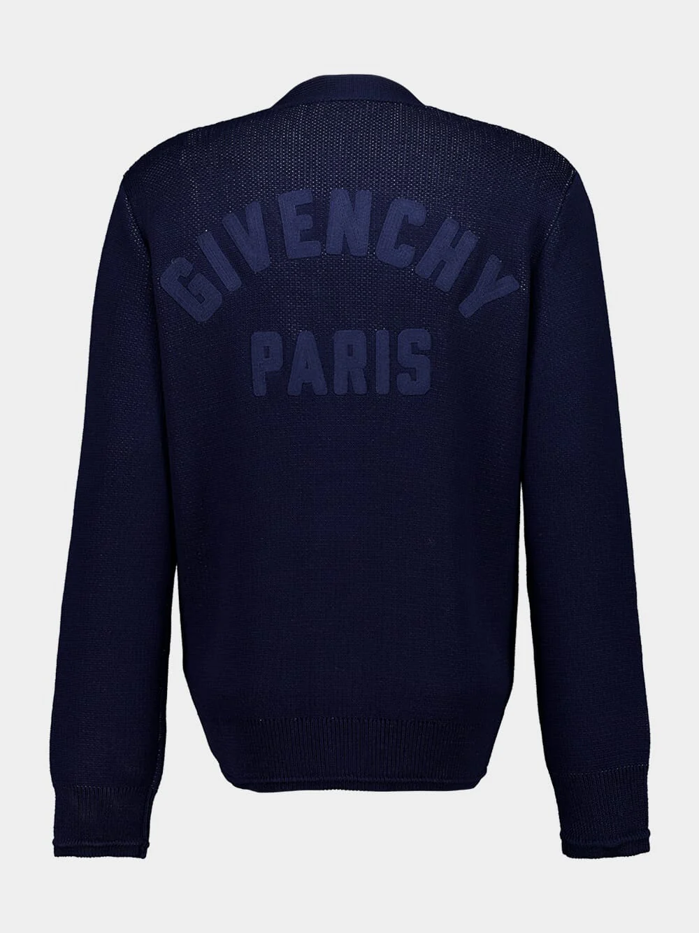 Dark Navy Cotton V-Neck Cardigan - Image 2