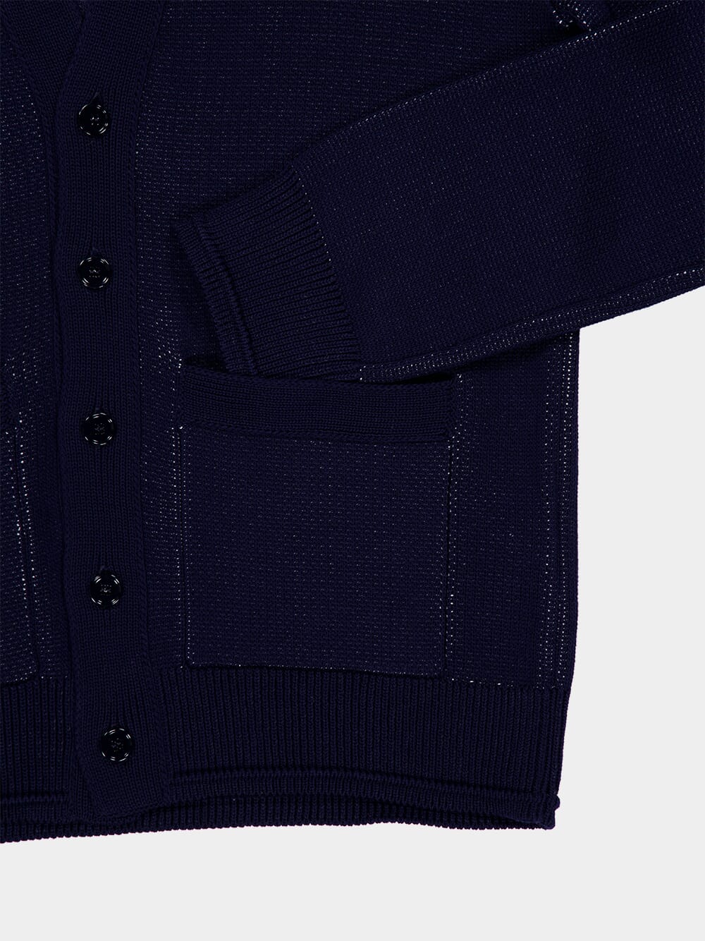 Dark Navy Cotton V-Neck Cardigan - Image 4