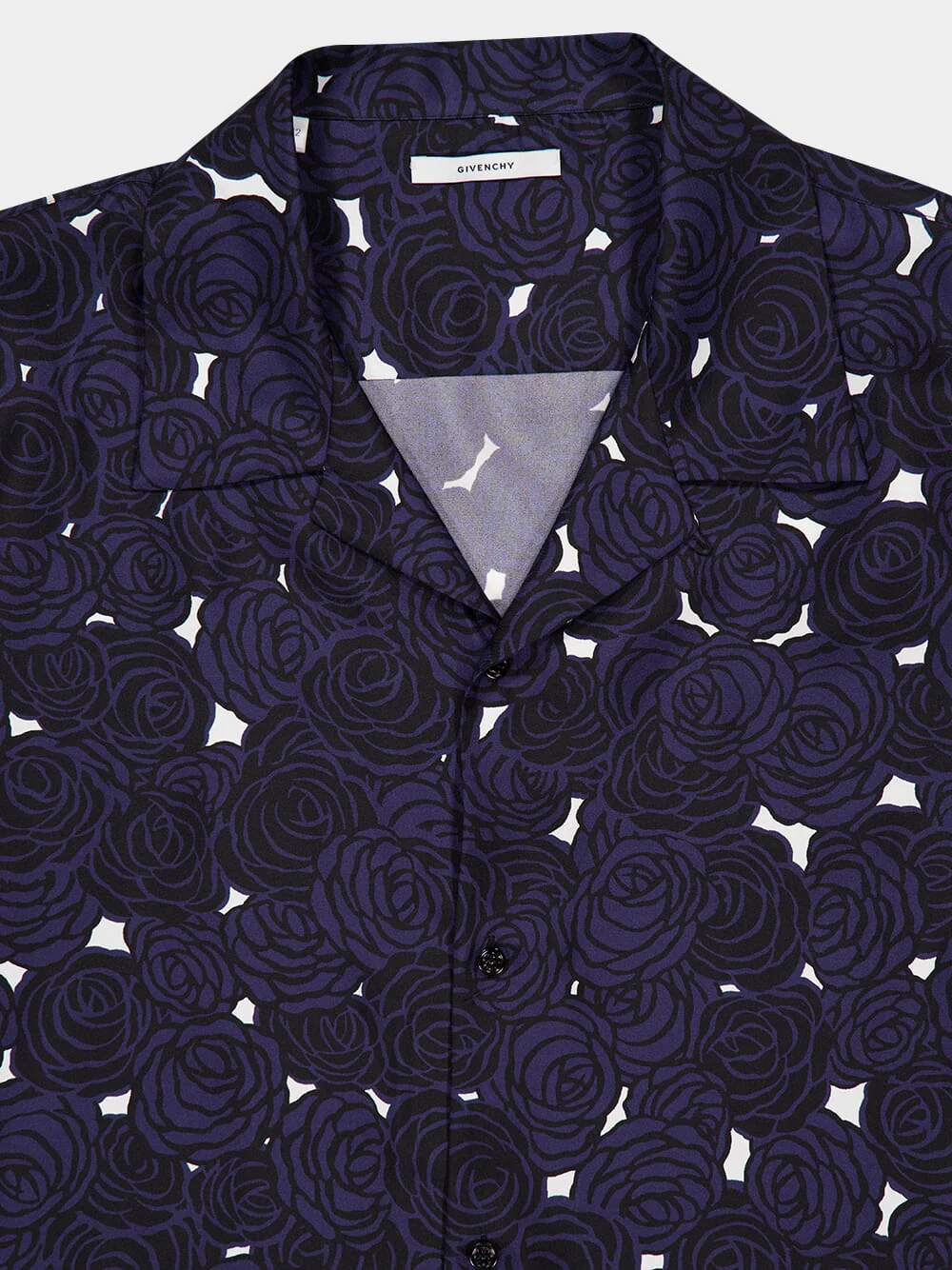 Dark Navy Silk Floral Shirt - Image 3