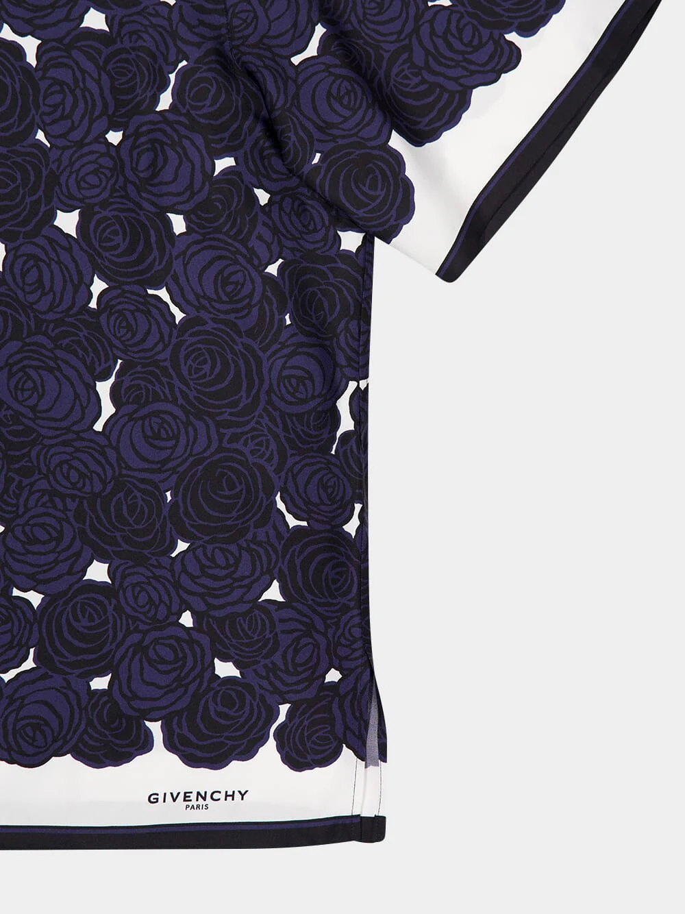 Dark Navy Silk Floral Shirt - Image 4