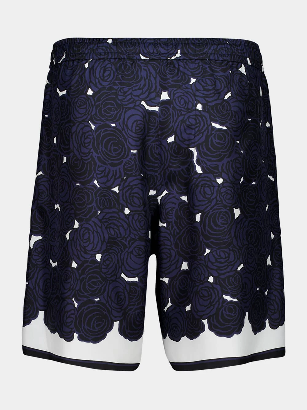 Dark Navy Silk Floral Shorts - Image 2
