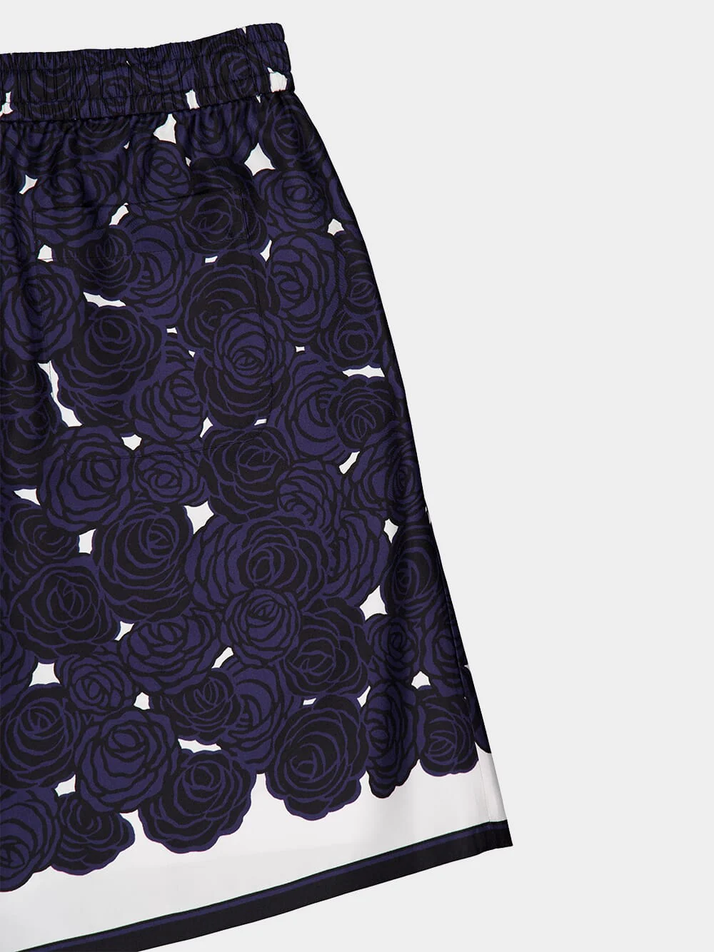 Dark Navy Silk Floral Shorts - Image 4