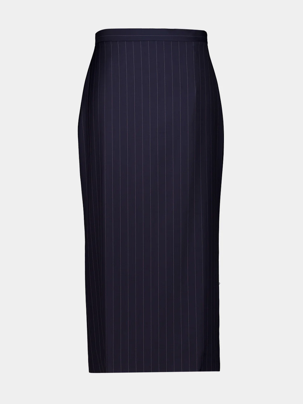 Dark Navy Wool Midi Striped Skirt