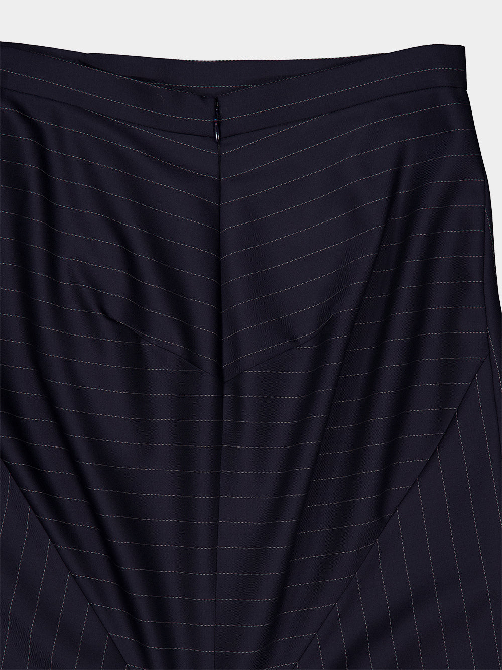 Dark Navy Wool Midi Striped Skirt - Image 7