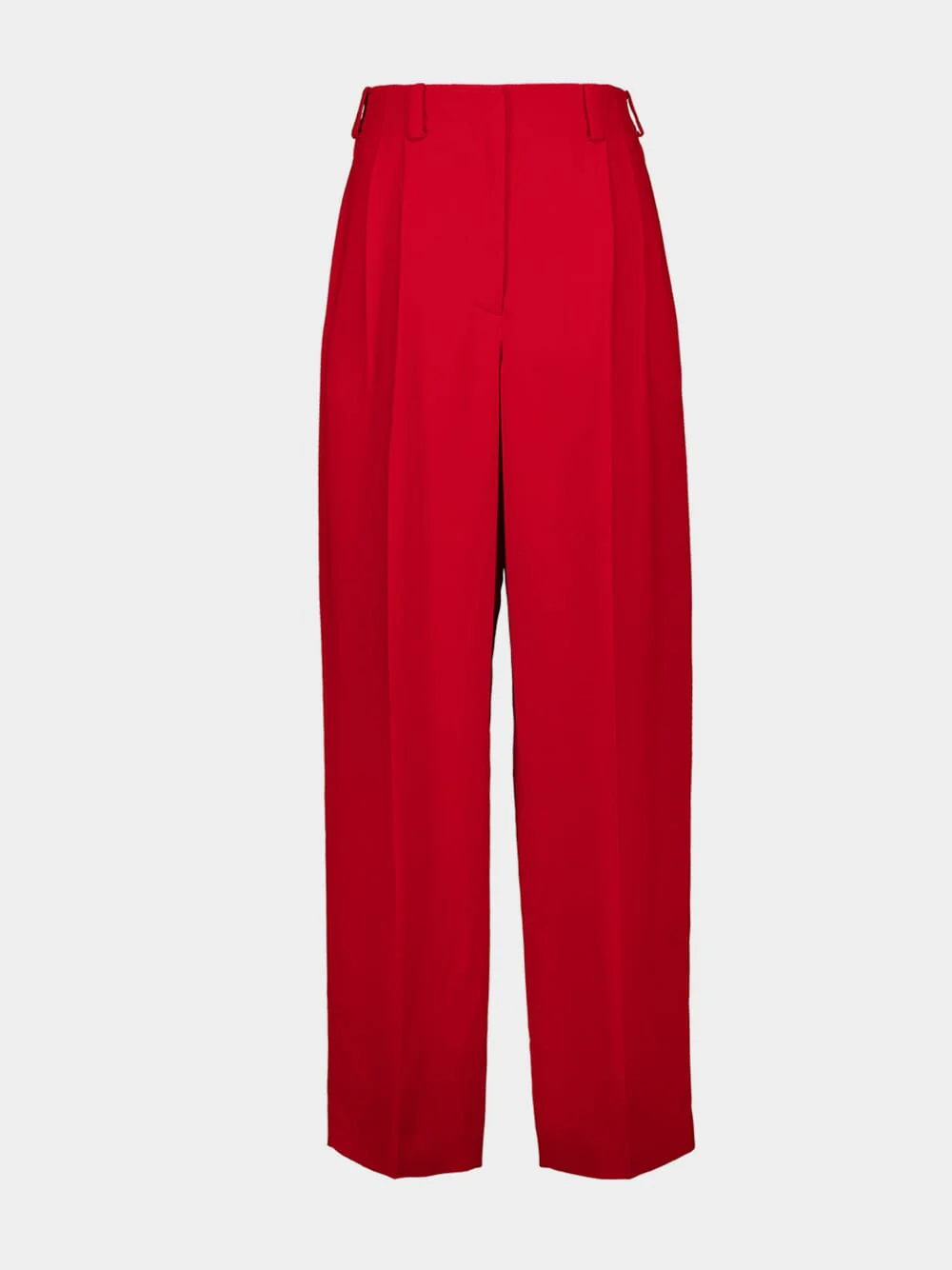 Dark Red Double Pleat Pants in Crepe Cady