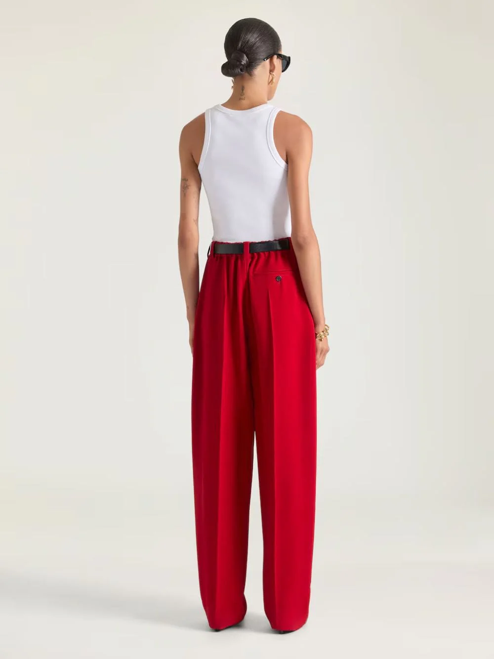 Dark Red Double Pleat Pants in Crepe Cady - Image 4