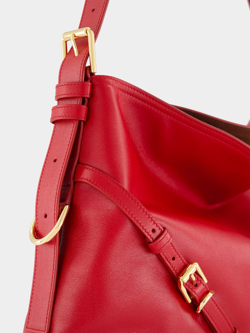Dark Red Medium Voyou Leather Bag - Image 7