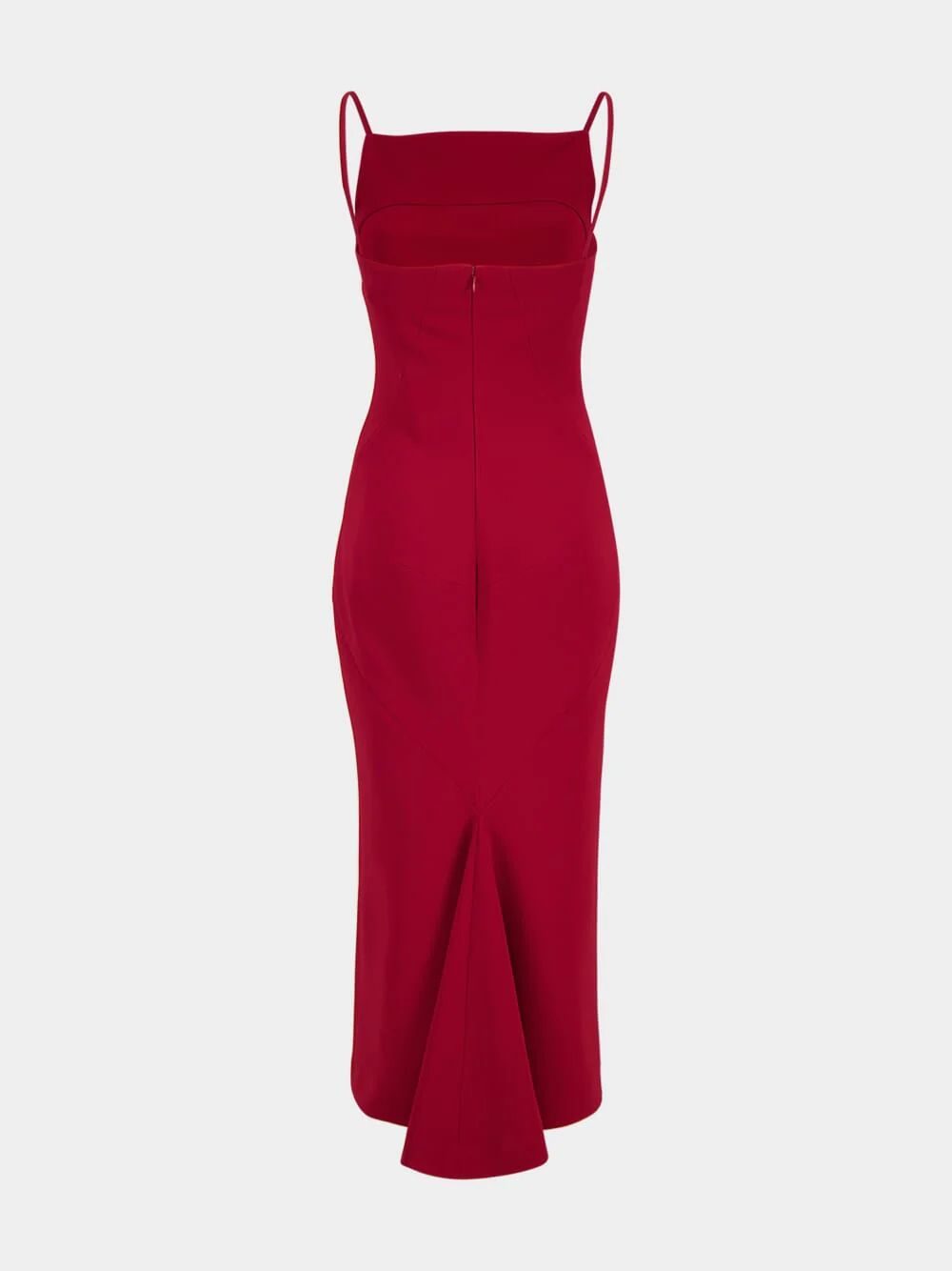 Dark Red Sliced Midi Dress in Crepe Cady - Image 4