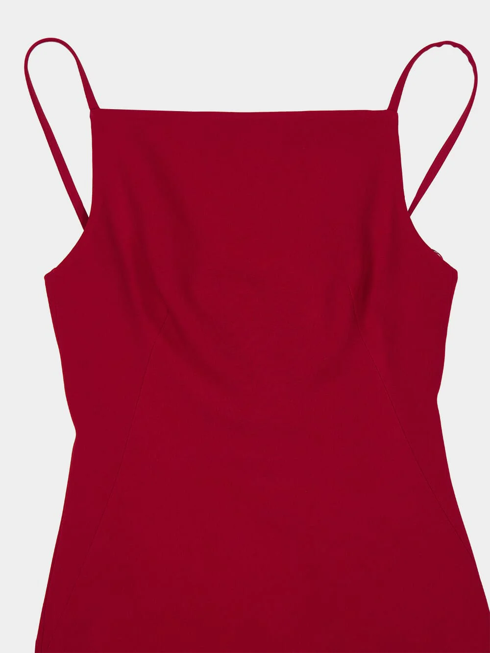 Dark Red Sliced Midi Dress in Crepe Cady - Image 5
