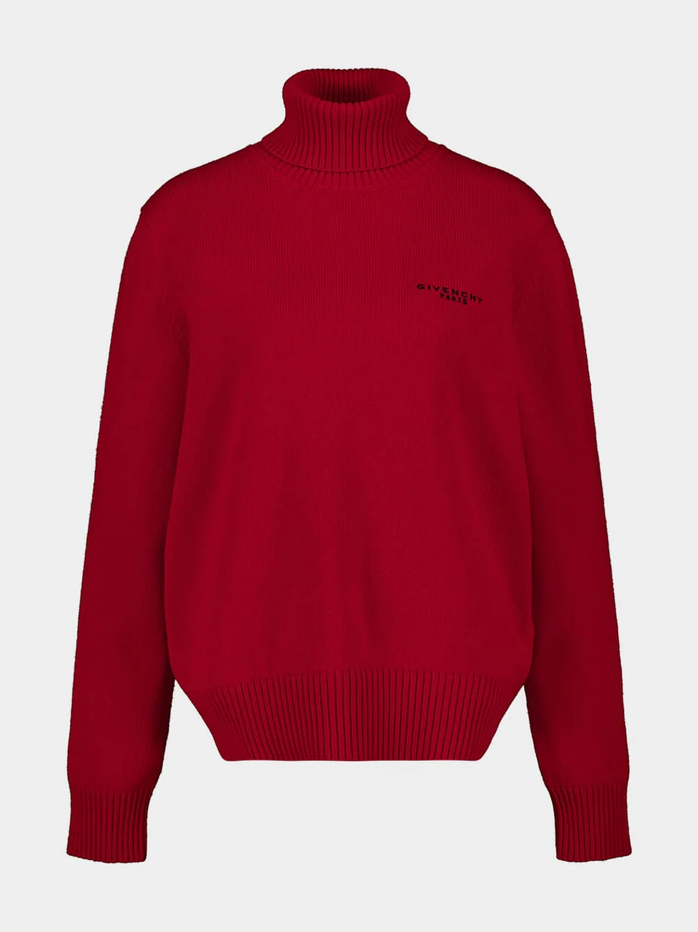 Deep Red Wool Cashmere Turtleneck Sweater - Image 2