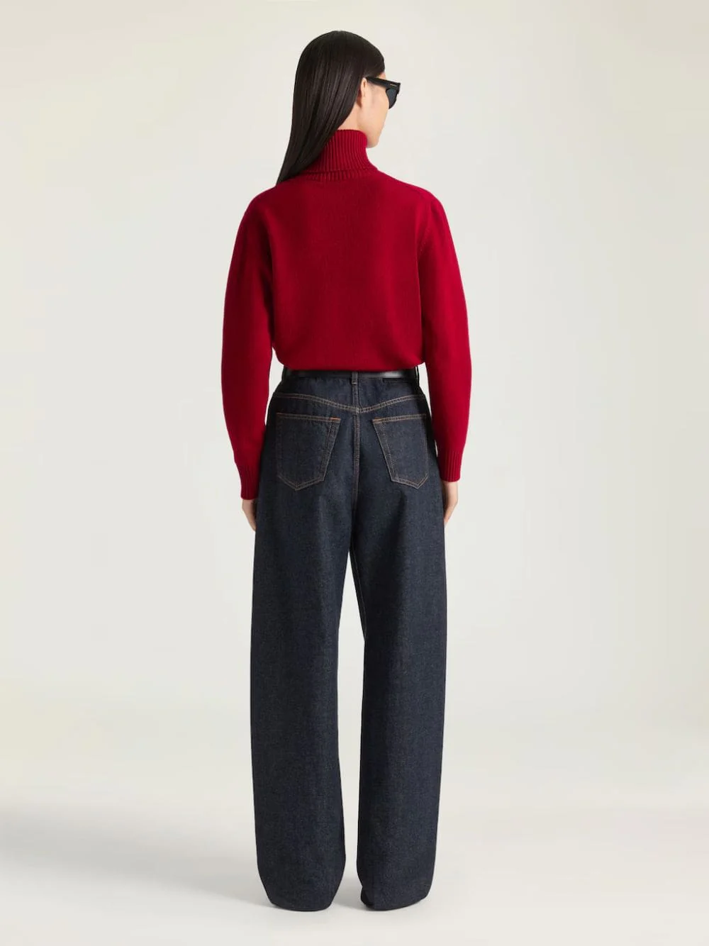 Deep Red Wool Cashmere Turtleneck Sweater - Image 5