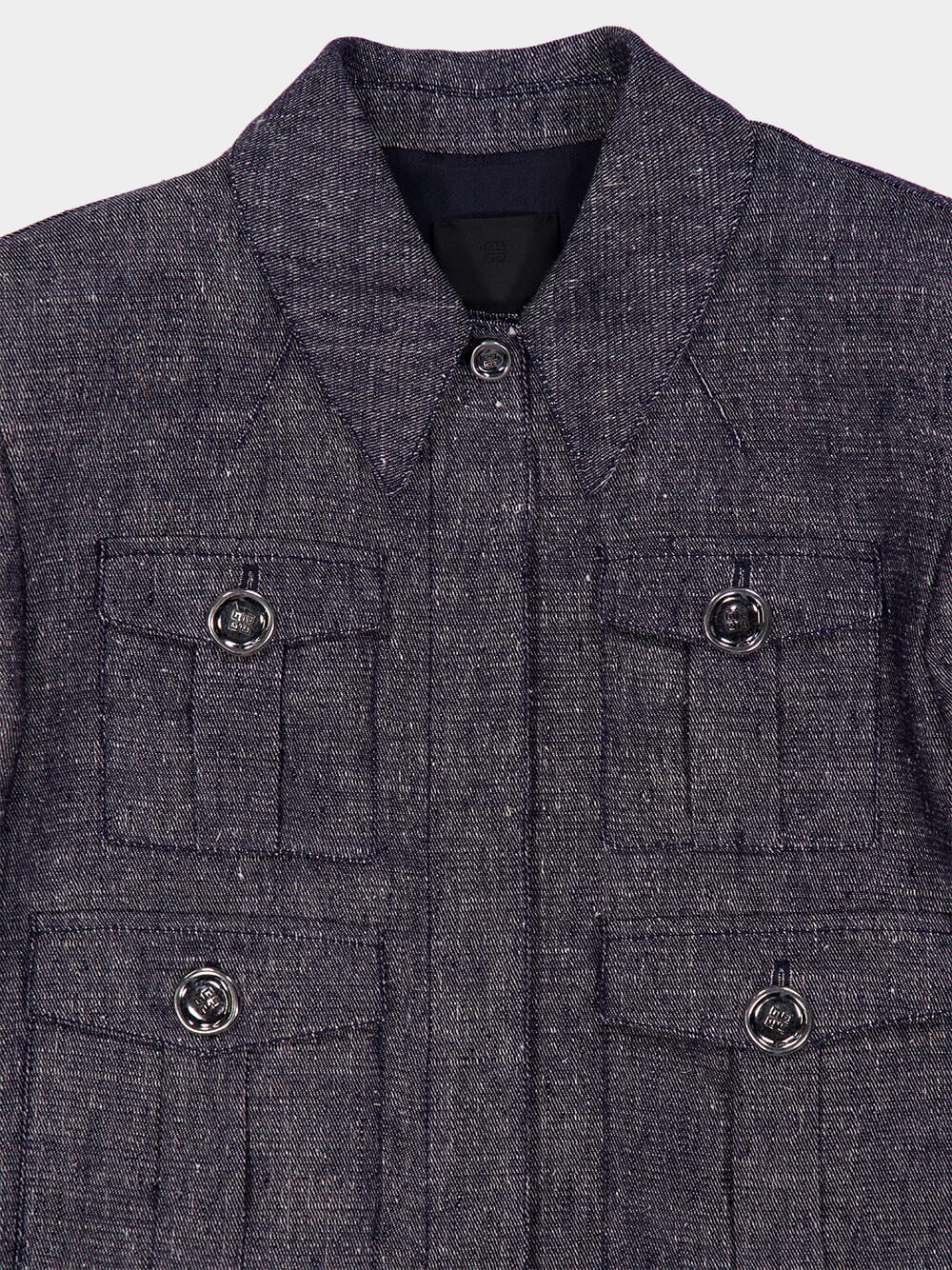 Denim Blue Cropped Jacket with 4 Pockets - Image 3