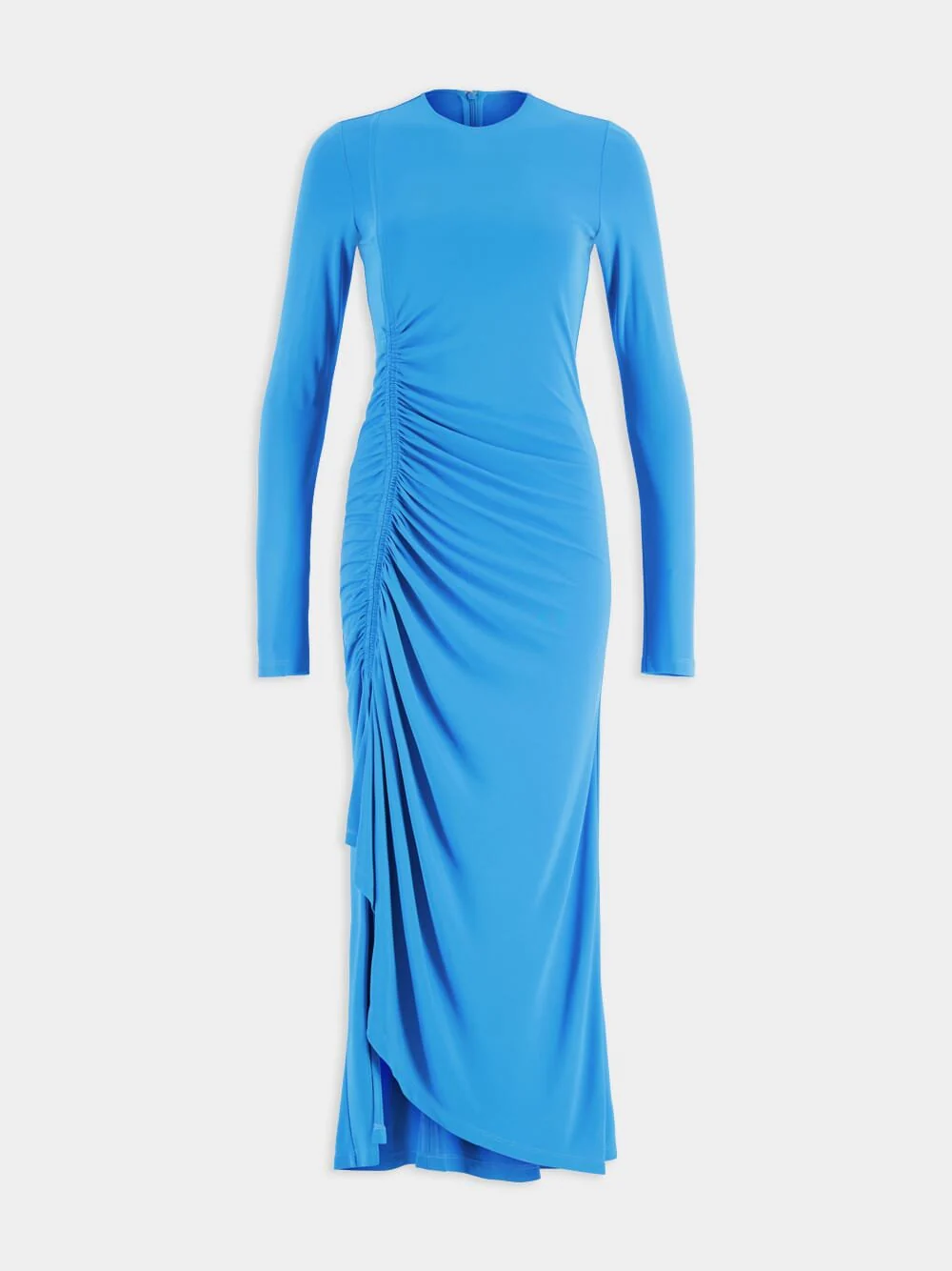 Draped L/S C-Neck Long Dress