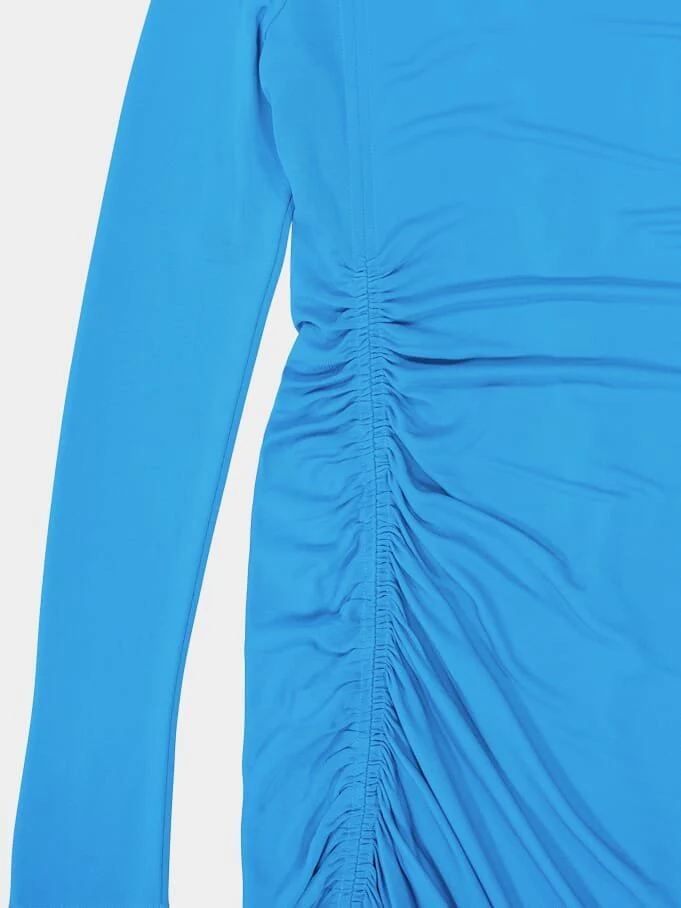 Draped L/S C-Neck Long Dress - Image 3