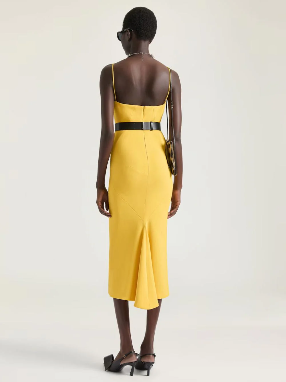 Golden Yellow Crepe Cady Midi Dress - Image 3