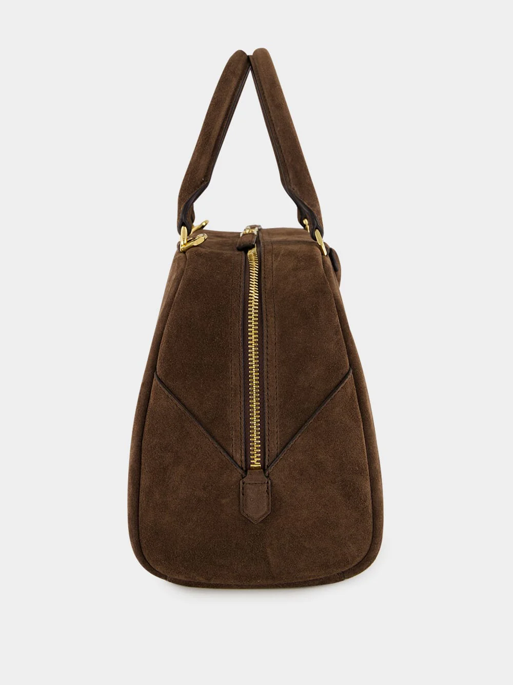 Ebony Brown Antigona East-West Suede Bowling Bag - Image 5