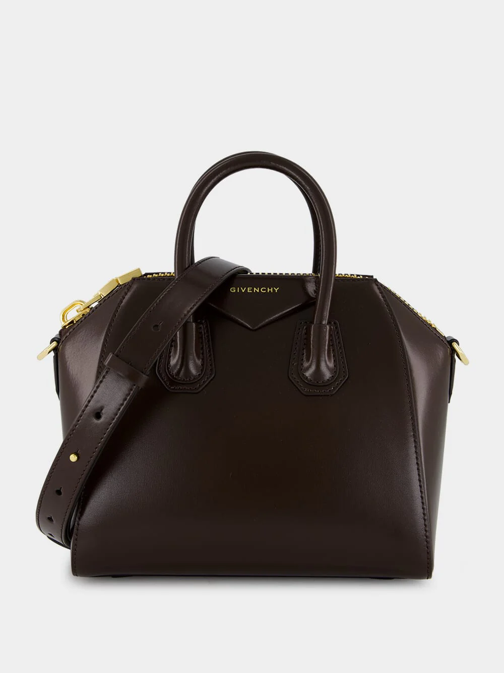 Ebony Brown Mini Antigona in Box Leather