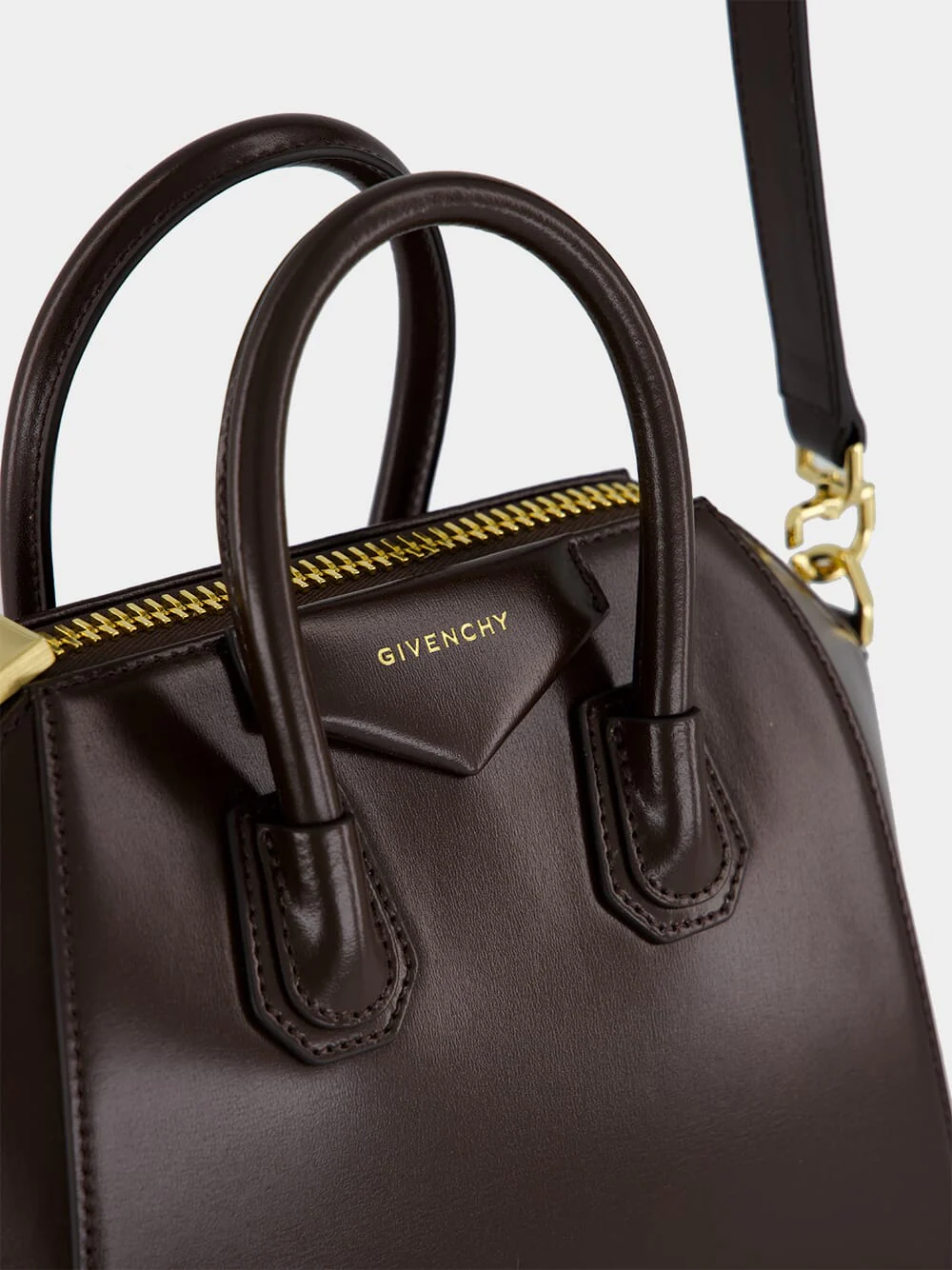 Ebony Brown Mini Antigona in Box Leather - Image 7